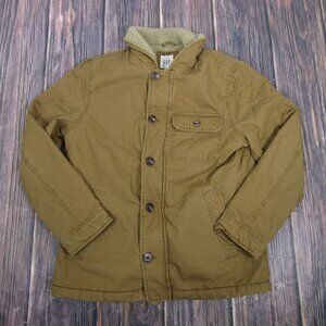GAP Women Sherpa Lined Canvas Jacket Tan Trucker Style Size Small